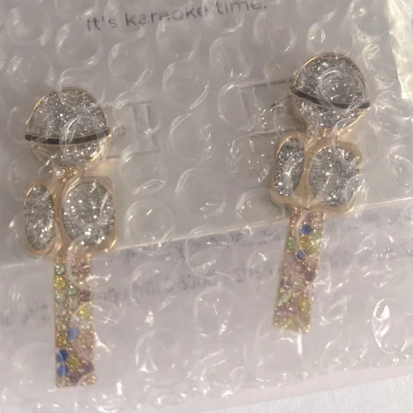 SUGARFIX by BaubleBar 'Drop The Mic' Statement Earrings - Silver, NWT - Picture 6 of 7